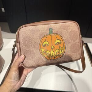 Coach Jamie Camera Bag Signature Canvas With Halloween Print Pumpkin CCK86